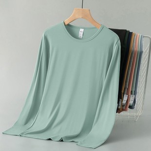 长袖 体恤薄款 t恤春秋季 弹力上衣打底衫 秋衣小 内搭纯色大码 男士