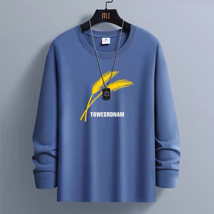 青年休闲内搭秋衣男装 男士 打底衫 T恤宽松大码 潮体恤上衣 纯色长袖