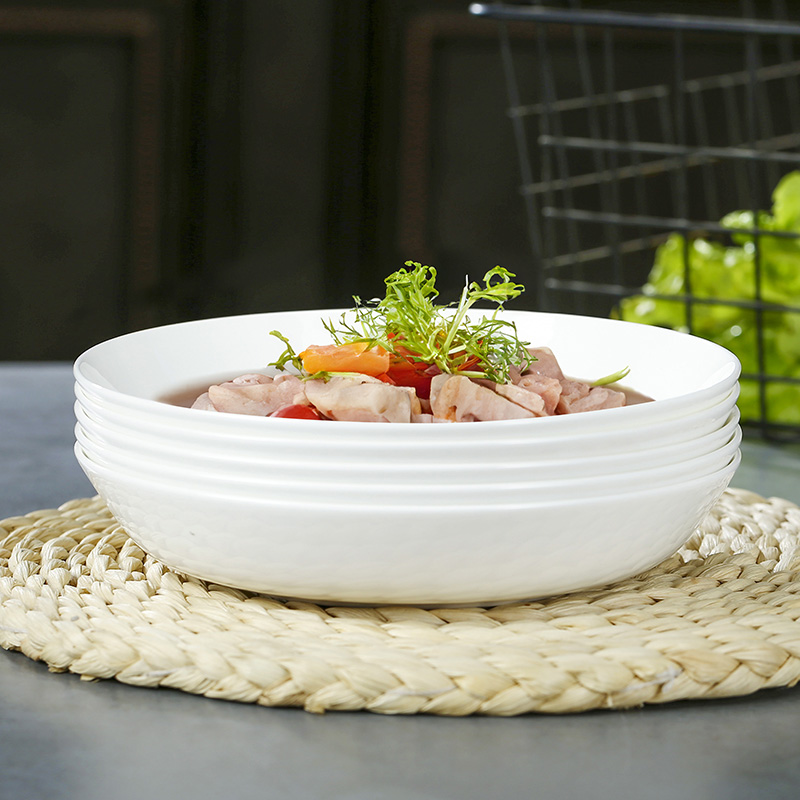 深盘骨瓷家用圆形纯白实用菜盘