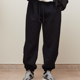 休闲宽松保暖加厚纯色长裤 博衣社 新品 冬季 重磅加绒束脚卫裤