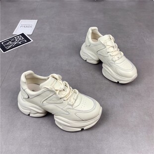 系带百搭休闲运动鞋 时尚 女2025秋新款 芭慕秀小个子6cm增高老爹鞋