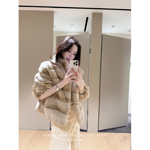 三喜threec rex紫标立领獭兔皮草高级感显瘦毛毛外套 汉南洞夫人