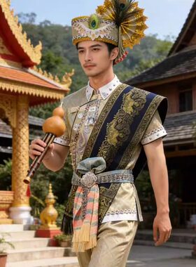 隋金金傣族男士葫芦丝独奏表演服装