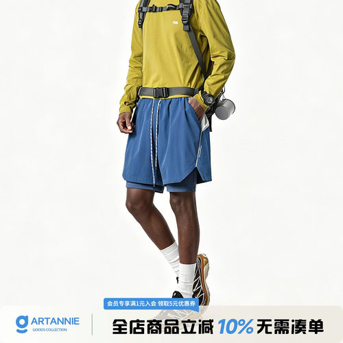 ARTANNIE美式假两件男生裤子2026新款夏季户外运动跑步篮球短裤男