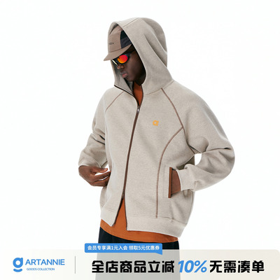 ARTANNIE美式重磅开衫连帽卫衣男秋季新款哈苏线运动情侣夹克外套