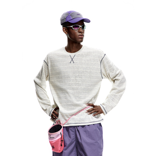 t恤男休闲宽松情侣打底衫 哈苏线撞色条纹长袖 上衣 春秋季 ARTANNIE