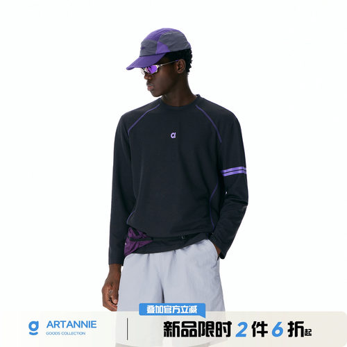 ARTANNIE【7/17 20点新品限时2件6折】哈苏线运动圆领长袖t恤男款