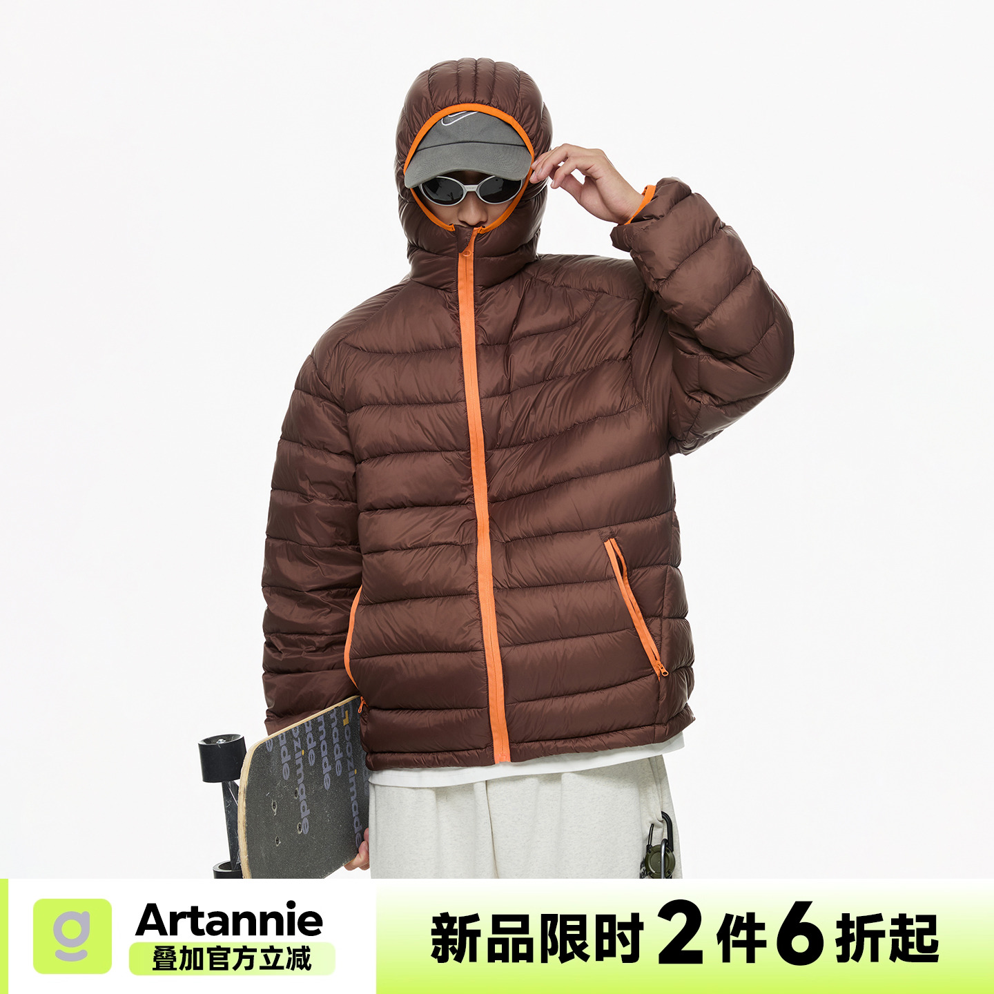 ARTANNIE轻便户外90白鸭绒排骨羽绒服男生冬季新款零压感防寒外套