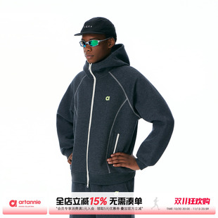 ARTANNIE哈苏线开衫连帽卫衣男2026秋季新款情侣拉链帽衫运动套装