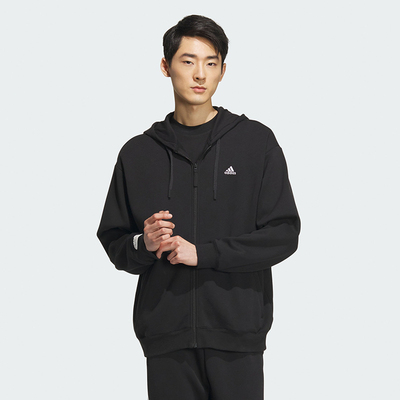 阿迪达斯U LOGO FZ HDY加绒运动休闲宽松连帽夹克外套 IV7607