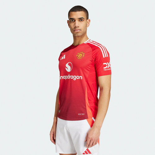 阿迪达斯MUFC H JSY AU曼联球员版主场足球运动短袖球衣 JF1291