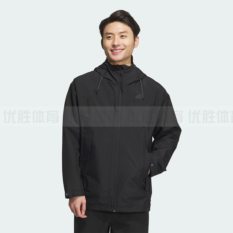 Adidas阿迪达斯 轻运动男子春季新款宽松运动连帽夹克外套 JE8576