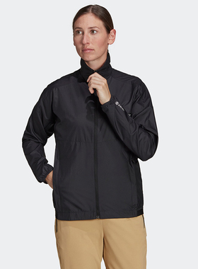 阿迪达斯TERREX女子春秋户外运动休闲防风舒适立领夹克外套H53410