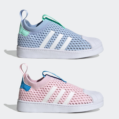 阿迪达斯SUPERSTAR三叶草儿童中小童夏季贝壳头板鞋FZ5604 FZ5605