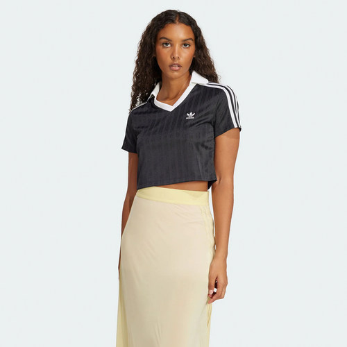 阿迪达斯V-NECK POLO女子短款运动短袖POLO衫 JD2606