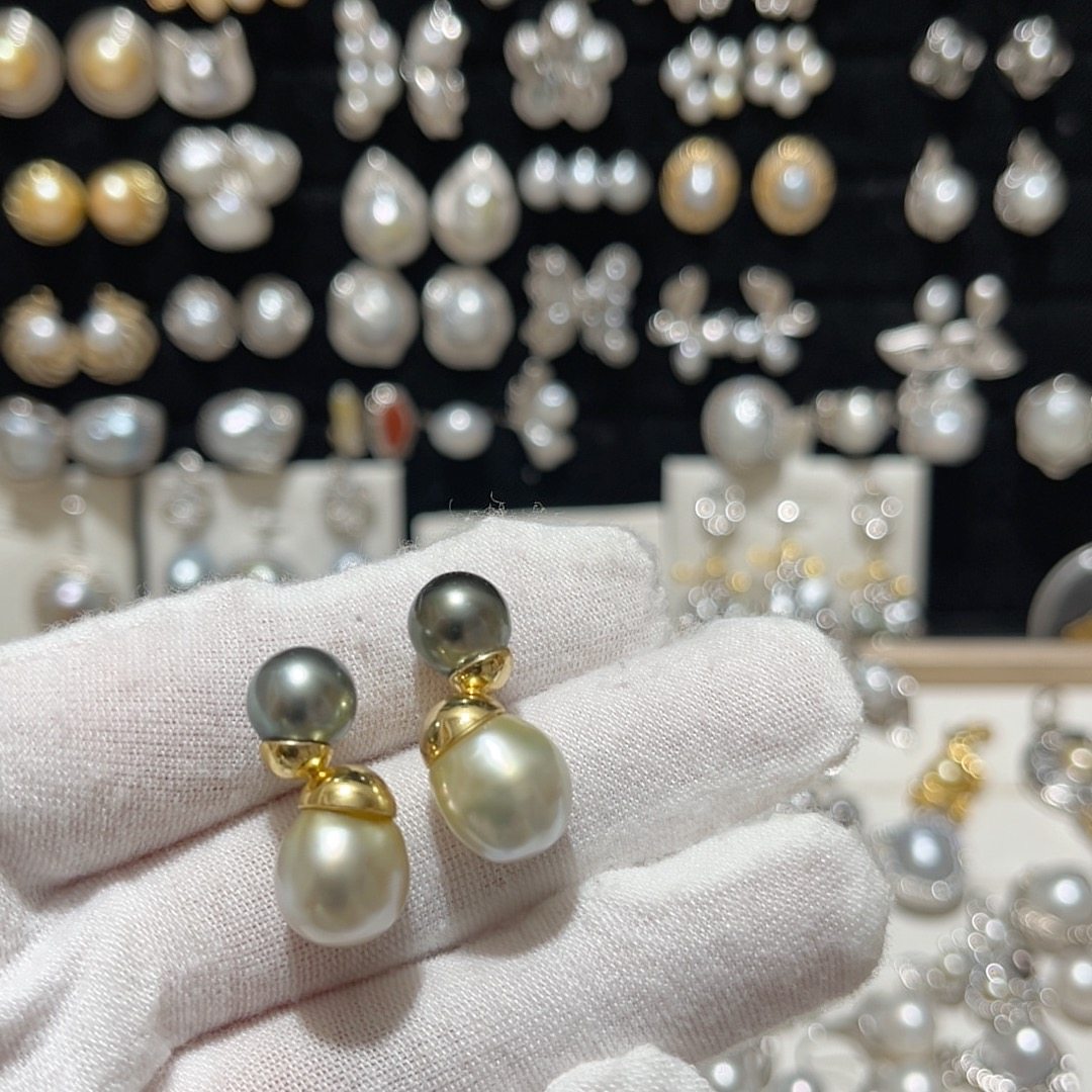 9mm大溪地+11mm+南洋金珠双珠耳钉S925银双珠款,珠宝/钻石/翡翠,耳饰,淘宝优惠券,粉丝福利购,淘宝优惠卷