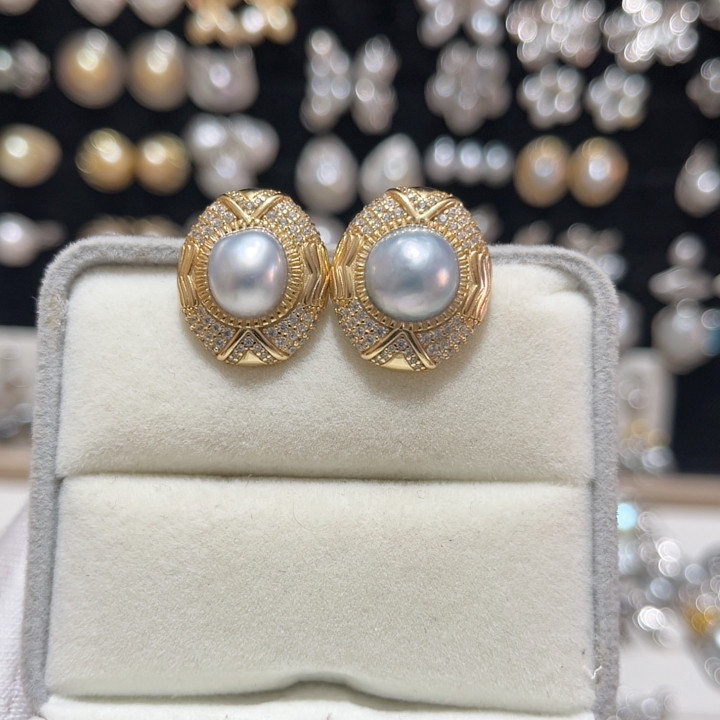 银蓝澳白巴洛克重工包镶耳钉,珠宝/钻石/翡翠,其他,淘宝优惠券,粉丝福利购,淘宝优惠卷