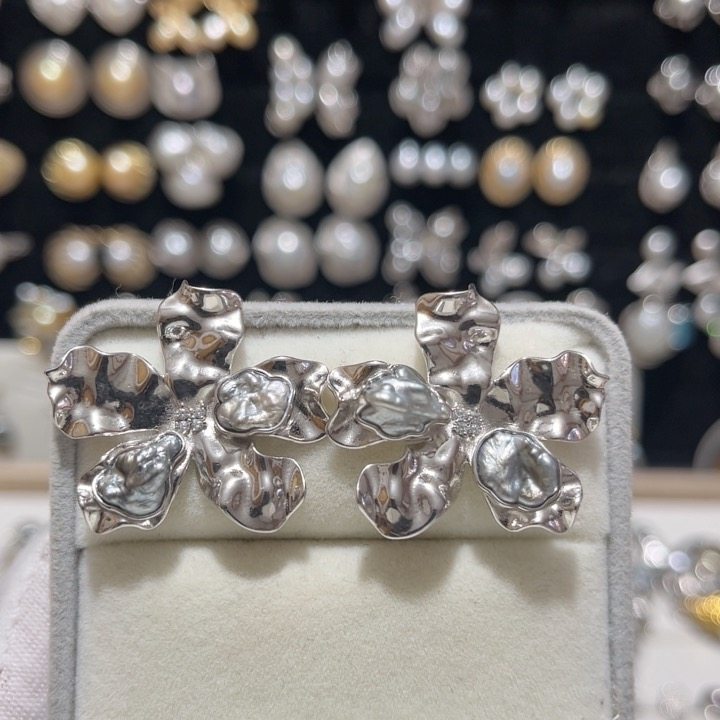 大溪地无核keshi双珠亮银五花包镶耳钉S925银,珠宝/钻石/翡翠,耳饰,淘宝优惠券,粉丝福利购,淘宝优惠卷