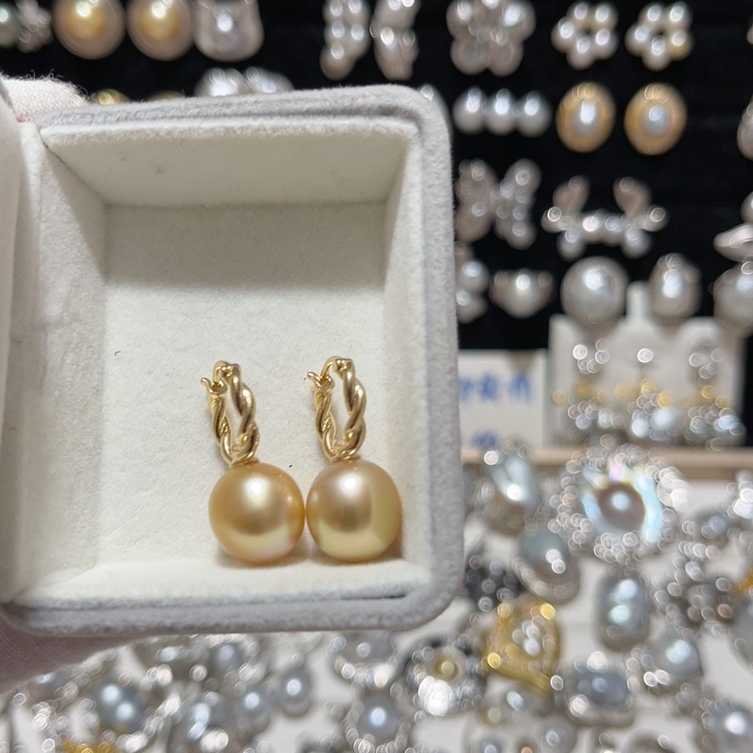 11.5mm天然海水南洋金珠麻花款耳扣S925银耳扣,珠宝/钻石/翡翠,耳饰,淘宝优惠券,粉丝福利购,淘宝优惠卷