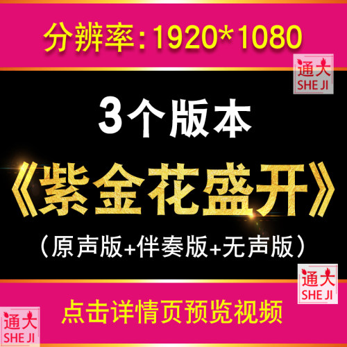 紫荆花盛开 祖儿版庆祝香港回归含伴奏晚会大屏幕LED背景视频素材