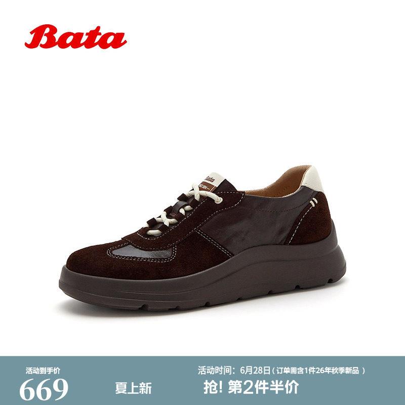 Bata休闲鞋女2026秋商场新款厚底通勤透气德训运动鞋AD130CM6