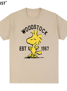 Woodstock短袖T恤小鸟1967史努比伍德斯托克卡通动漫复古情侣男女