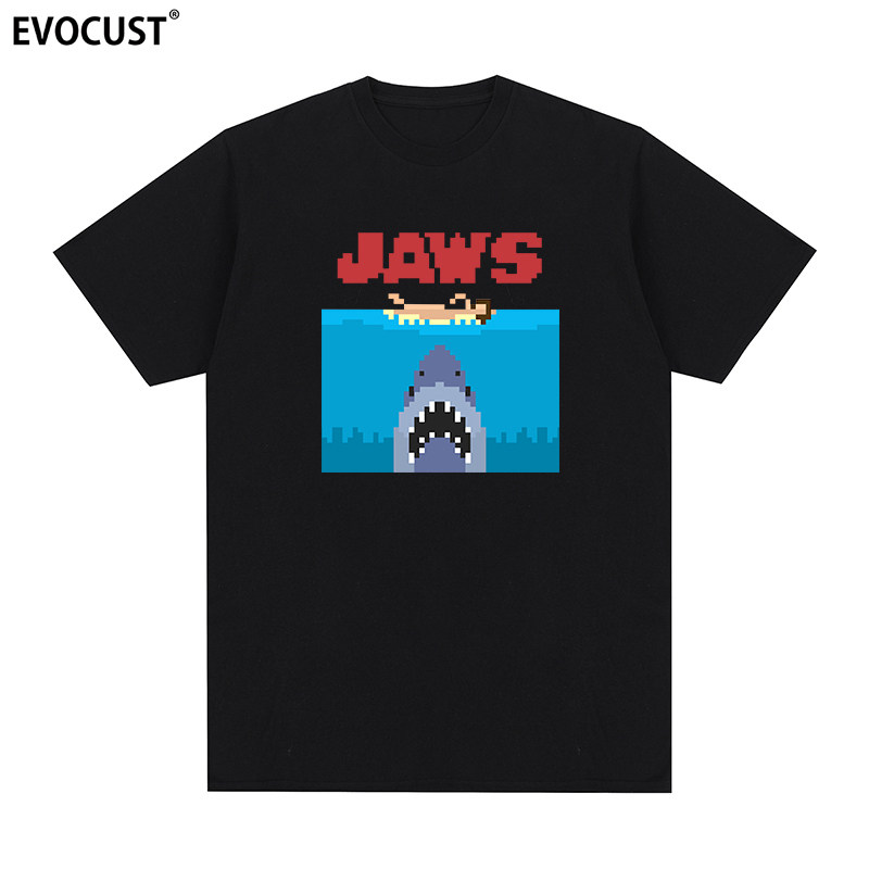 Jaws pixel短袖T恤大白鲨Tee斯皮尔伯格像素版情侣Vintage男女INS