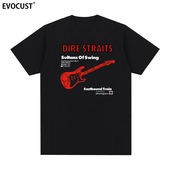 Rock吉他复古短袖 恐怖海峡Dire Straits英伦摇滚乐队Pop T恤男女