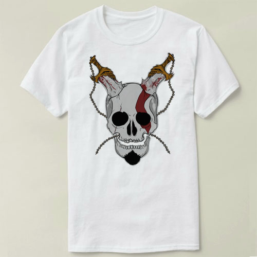 Kratos Skull of Sparta God Of War GOW战神4 Shirt圆领衣服T恤