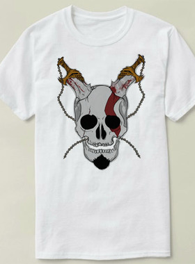 Kratos Skull of Sparta God Of War GOW战神4 Shirt圆领衣服T恤