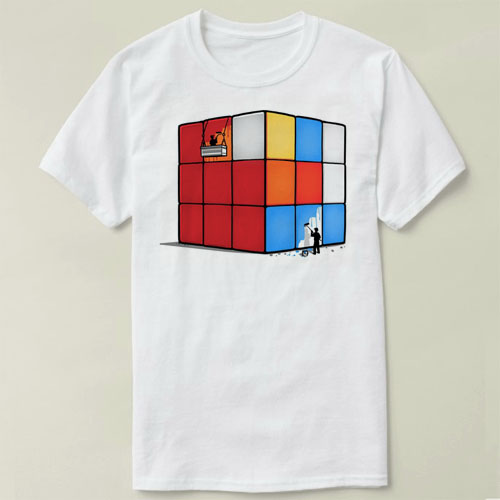 Solving the  cube  Rubiks cube 魔方 DIY Tee T-Shirt T恤 衣服