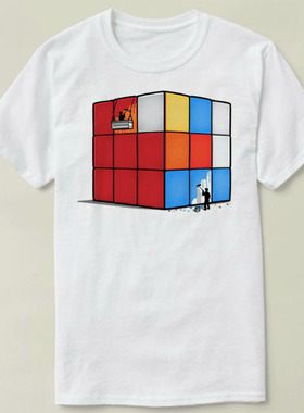 Solving the  cube  Rubiks cube 魔方 DIY Tee T-Shirt T恤 衣服