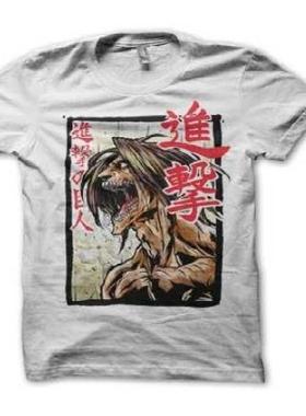 进击的巨人动漫周边圆领灰色T恤短袖EVAMangaT-Shirt艾伦