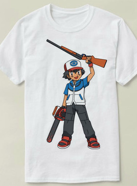 ASH EVIL DEAD boomstick鬼玩人pokemon宝可梦Tee Shirt T恤