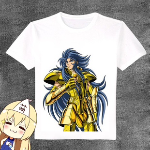 圣斗士星矢 双子座加隆 动漫T恤 圆领白T 长短袖学生服 可定制