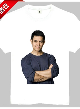 Aamir Hussain Khan T-shirt 白色短袖 阿米尔 汗 T恤 潮流T恤