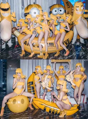 莎莎家性感黄色香蕉酒吧gogo演出服party girl互动气氛 ds演出服
