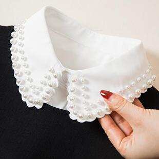 宏达双排钉珠假领子女高级感时尚百搭装饰立领衬衫领配毛衣假衣领