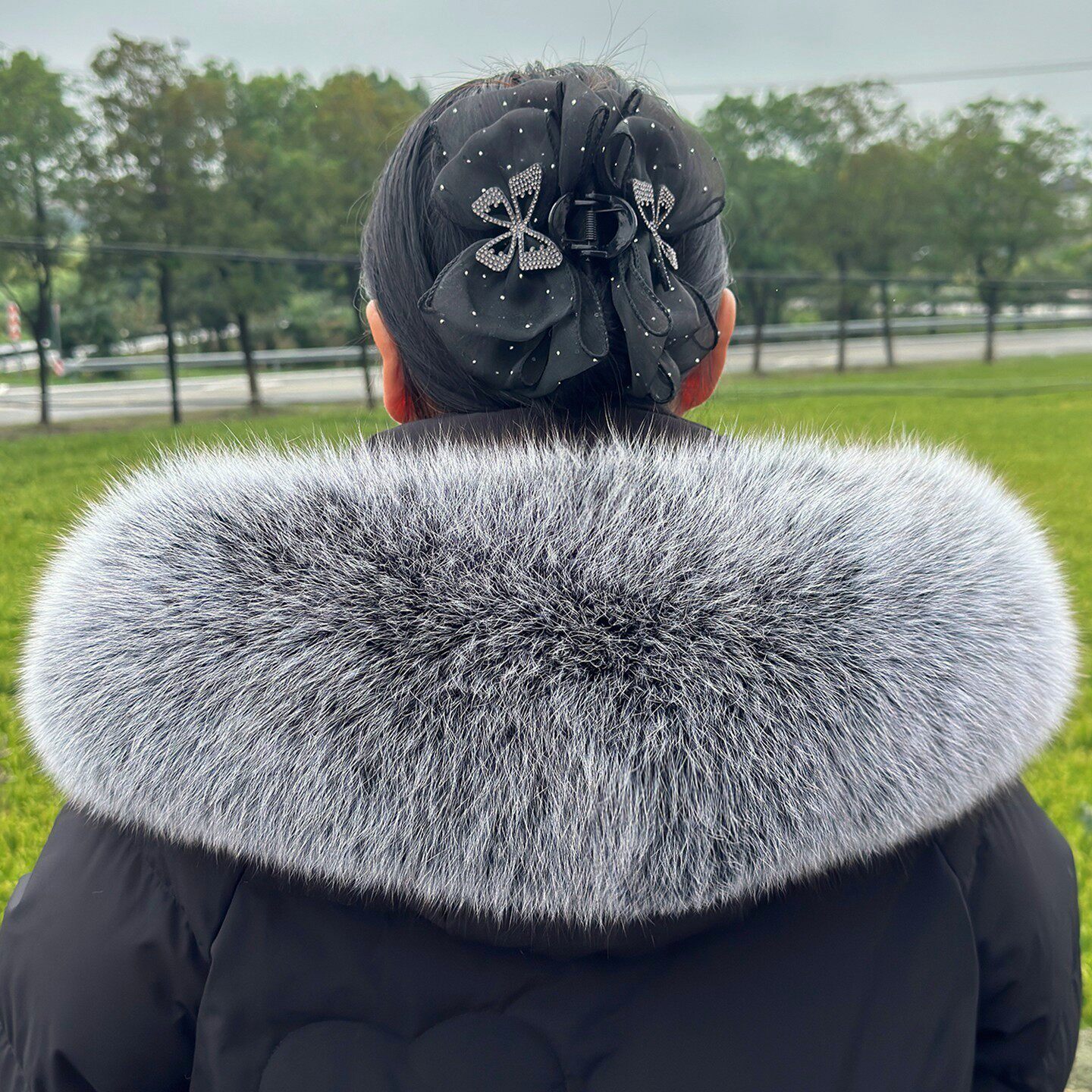 进口超大真狐狸毛领单买羽绒服派克服真毛条帽领单卖围脖男女通用