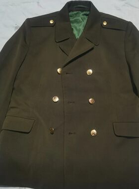 正品87女款冬常服马裤呢老款上衣毛料套装黄绿色双排扣