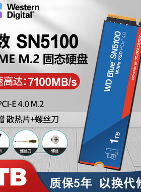 WD/西部数据SN5100 固态硬盘1T/2TB M.2 NVME协议PCIe4.0电脑硬盘