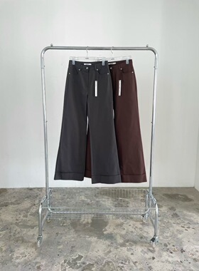 NUESE韩国东大门2025秋季新款 气质纯色系扣挽边直筒休闲裤