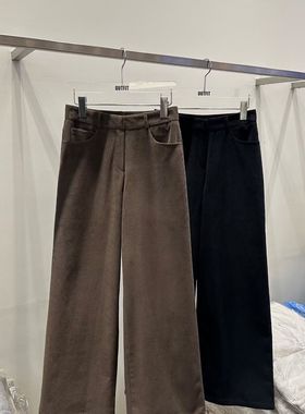 OUTFIT韩国东大门女25fw高腰显瘦纯色灯芯绒阔腿休闲裤