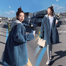 羊羔毛圈圈皮毛一体大衣棉服 中长款 羊羔绒外套女2019秋冬新款 韩版