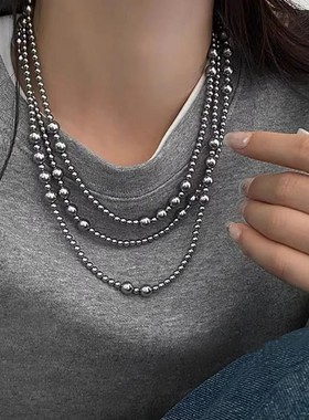 优雅气质珍珠多层叠戴项链女复古时尚简约高级感锁骨链卫衣链