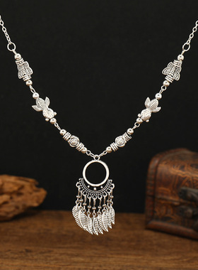 新中式异域民族风苗疆流苏项链女云南藏式复古国风锁骨链额饰旅拍