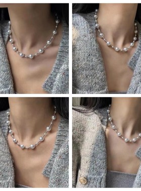 甜美小香风优雅气质珍珠锁骨链女潮流时尚轻奢高级感项链网红爆款