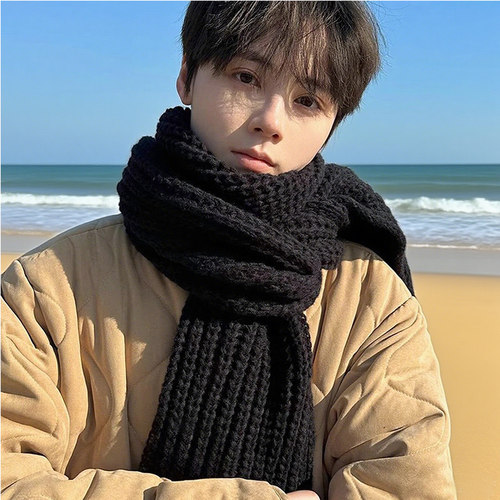 围巾手工diy毛线围脖送男朋友