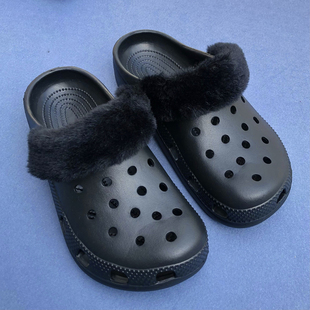适配卡骆驰Crocs云朵光轮洞洞鞋棉内胆可拆卸冬天后跟带毛绒套女