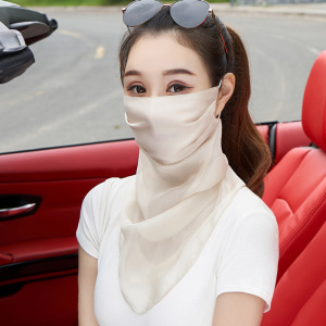 防晒面罩桑蚕丝真丝口罩女挂耳高颜值开车骑车护脸遮脖子2024新款